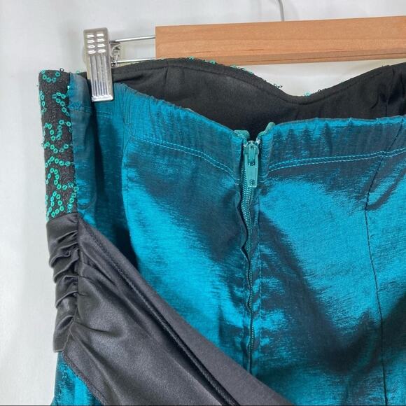 3/$30 Ruby Rox | Teal Sequin Strapless Homecoming Dress 9 - Picture 4 of 6